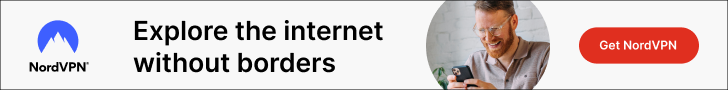 NordVPN Banner with Man on Smart Phone