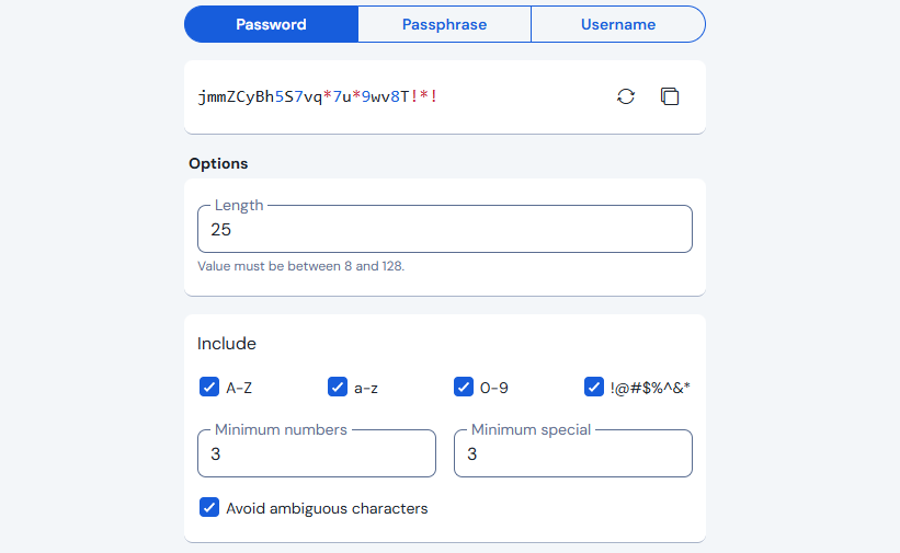 bitwarden password generator
